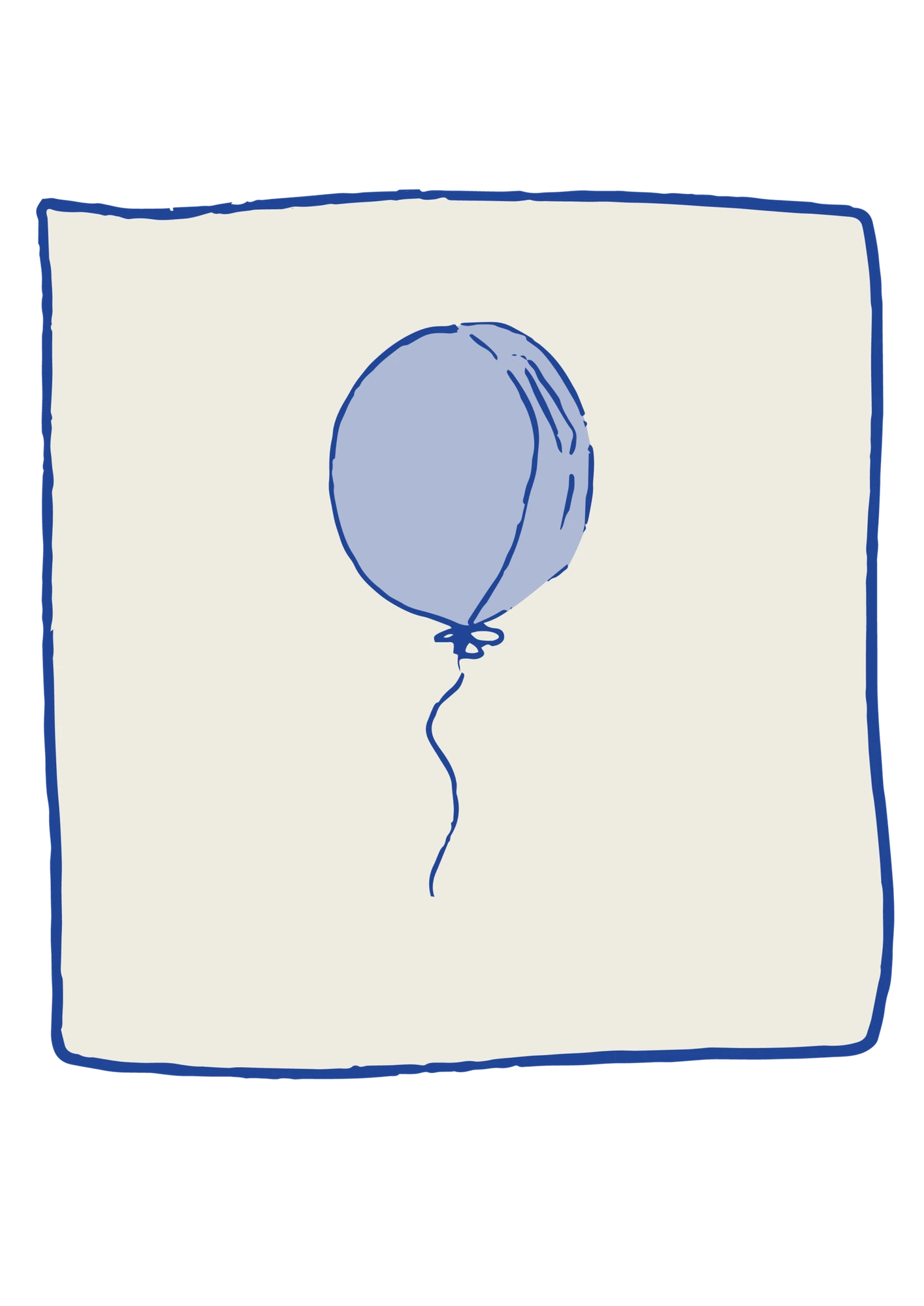 Ilustración lineal de un globo sobre fondo azul